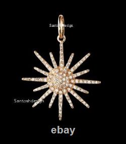 Designer Starburst Silver Diamond Charm Pendant, Handmade Pendant Jewelry, Gift