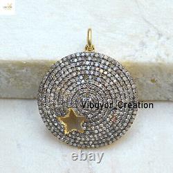 Diamond 925 Silver Star Pendant 16 Link Chain Necklace Gold Plated Jewelry Gift