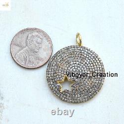 Diamond 925 Silver Star Pendant 16 Link Chain Necklace Gold Plated Jewelry Gift