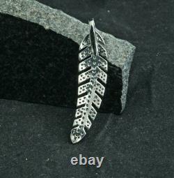 Diamond Leaf Pendant 925 Silver Diamond Feather Pendant Fine Jewelry Gift Charm