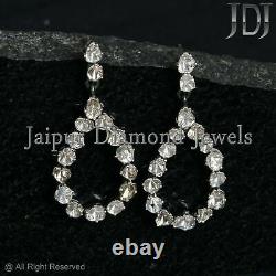 Diamond Polki Silver 925 Jewelry Natural Earrings Rose Cut Victorian Style Gifts