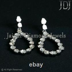 Diamond Polki Silver 925 Jewelry Natural Earrings Rose Cut Victorian Style Gifts
