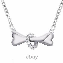 Dog Bone with Crystal Ring Necklace Jewelry Gift Puppy Pet Pendant Cute