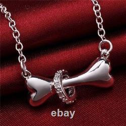 Dog Bone with Crystal Ring Necklace Jewelry Gift Puppy Pet Pendant Cute