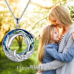 Dolphin Necklace Sterling Silver Crystal Beach Pendant Jewelry Gifts for Women