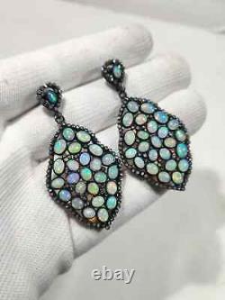 Earring Natural Pave Diamond Ethopian opal gemstone 925 Silver Fine Jewelry Gift