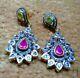Earring Natural Pave Diamond Ruby Emerald Gemstone 925 Silver Fine Jewelry Gift