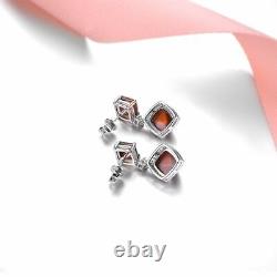 Earrings Spessisite Garnet Sugarloaf Gemstone S925 Sterling Silver Jewelry Gift