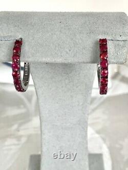 Effy Jewelry Ruby Huggies 925 Sterling Silver Earring 1.15 TWC/NEWithGift
