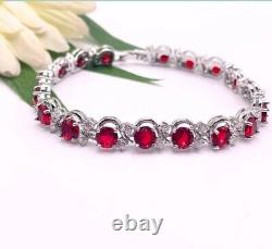 Elegance Ruby Tennis Bracelet 925 Sterling Silver Jewelry Gift For Girls, Wife