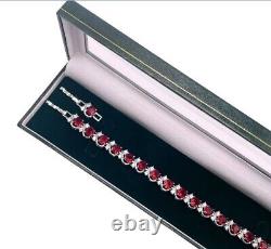 Elegance Ruby Tennis Bracelet 925 Sterling Silver Jewelry Gift For Girls, Wife