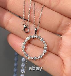 Elegant Circle Pendant Eternity Moissanite Wedding Necklace Fashion Jewelry Gift