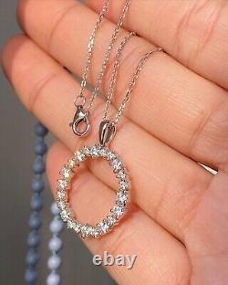 Elegant Circle Pendant Eternity Moissanite Wedding Necklace Fashion Jewelry Gift