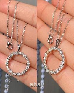 Elegant Circle Pendant Eternity Moissanite Wedding Necklace Fashion Jewelry Gift