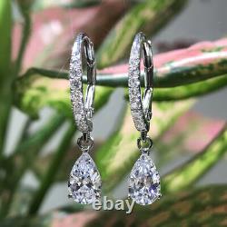 Elegant Silver Plated Drop Earring Women Cubic Zircon Gift Jewelry A Pair