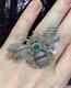 Emerald Butterfly Brooch Pendant-925 Sterling Silver, Pave Diamond Jewelry, Gift