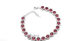 Eternal Love Ruby Zircon Bracelet 925 Sterling Silver Jewelry Gift For Birthday