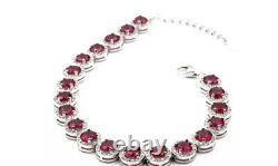 Eternal Love Ruby Zircon Bracelet 925 Sterling Silver Jewelry Gift For Birthday