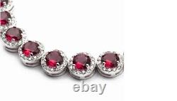 Eternal Love Ruby Zircon Bracelet 925 Sterling Silver Jewelry Gift For Birthday