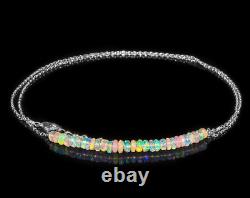 Ethiopian Opal Bar Necklace 925 Sterling Silver Women Jewelry Christmas Gift 18
