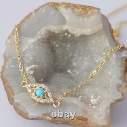 Evil Eye Charm Turquoise Diamond & 14K Yellow Gold Over 10 Anklet Gift Love