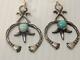 Extra Nice Turquoise Sterling Silver Navajo Indian Naja Earrings Xlnt Gift