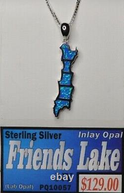 FRIENDS LAKE NY Opal & STERLING SILVER NECKLACE FREE SHIPPING GREAT GIFT