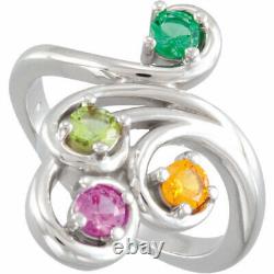 Family Sterling Silver Ring, 1 to 4 birthstones, Mother's Jewelry Gift
