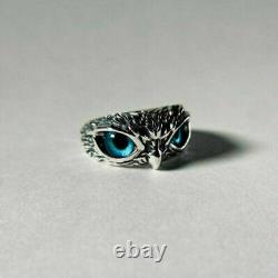 Fashion 925 Silver Blue Eye Owl Ring Women Jewelry Gift Animal Rings Adjustable