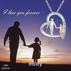Father Daughter Necklace 925 Sterling Silver Heart Necklace Father Jewelry Gift