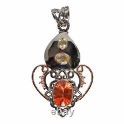 Fiery Rainbow Quartz Pendant 925 Sterling Silver Citrine Gemstone Jewelry Gift