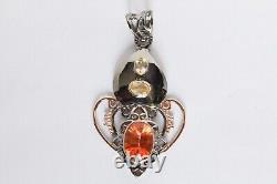 Fiery Rainbow Quartz Pendant 925 Sterling Silver Citrine Gemstone Jewelry Gift