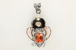 Fiery Rainbow Quartz Pendant 925 Sterling Silver Citrine Gemstone Jewelry Gift