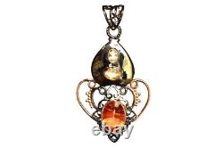 Fiery Rainbow Quartz Pendant 925 Sterling Silver Citrine Gemstone Jewelry Gift