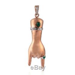 Figa Pendant 18K Gold Emerald Diamond 925 Sterling Silver Gift Jewelry Valentine