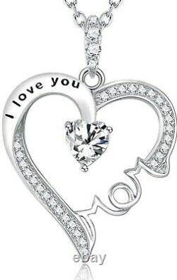 Fine Jewelry Mothers Day Gifts I Love You Mom Necklace Sterling Silver Pendant