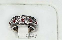 Fine Ruby Pave Diamond Fine Jewelry Gift her 925 Sterling Silver Ring