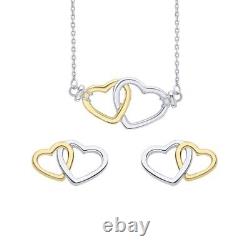 Fiorelli Silver Jewellery Gift Set Heart Earrings and Necklace RRP £136.00