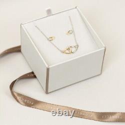 Fiorelli Silver Jewellery Gift Set Heart Earrings and Necklace RRP £136.00