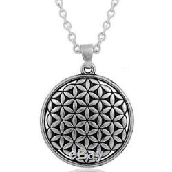 Flower Of Life Necklace Silver Sacred Pendant Elegant Gift Box