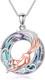 Fox Purple Crystal Necklace Sterling Silver Circle Pendant Jewelry Gift for Wife
