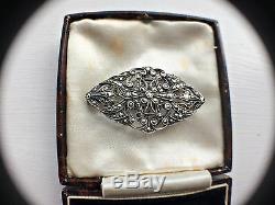 French Antique Art Nouveau Fine Sterling Silver Marcasite Brooch Pin Bridal Gift