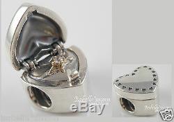 GIFT FROM THE HEART Genuine PANDORA Silver/14K GOLD Valentine RING Box CHARM NEW