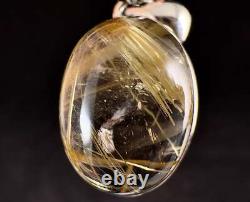 GOLDEN RUTILATED QUARTZ Crystal Pendant, Sterling Silver Fine Jewelry Gift 54413