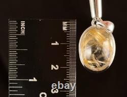 GOLDEN RUTILATED QUARTZ Crystal Pendant, Sterling Silver Fine Jewelry Gift 54413