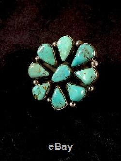 GORGEOUS Navajo Sterling Silver BlueTurquoise Cluster Ring Sz 7.75 Gift 8680