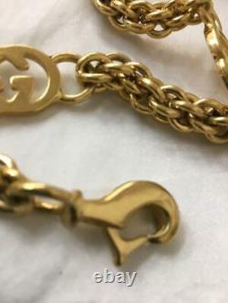 GUCCI Belt Chain AUTH logo Vintage Rare GG Gold Necklace Pendant Kawaii Gift F/S