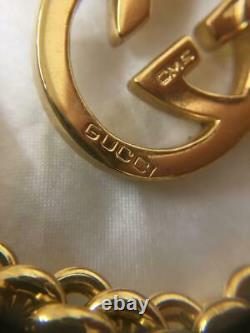 GUCCI Belt Chain AUTH logo Vintage Rare GG Gold Necklace Pendant Kawaii Gift F/S