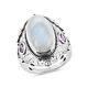 Garnet Jewelry 925 Silver Rainbow Moonstone Rhodolite Ring Gift Size 8 Ct 8.8