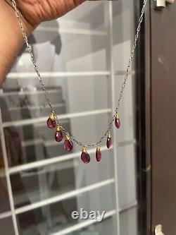 Garnet rhodolite briolette 925 sterling silver necklace jewelry Gift for her l99